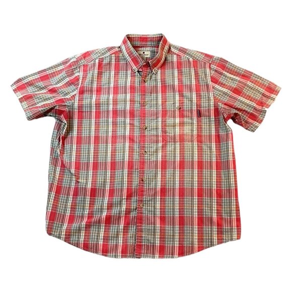 Woolrich Men's Short Sleeve Plaid Button Down Polo Shirt Size XL - Picture 1 of 10